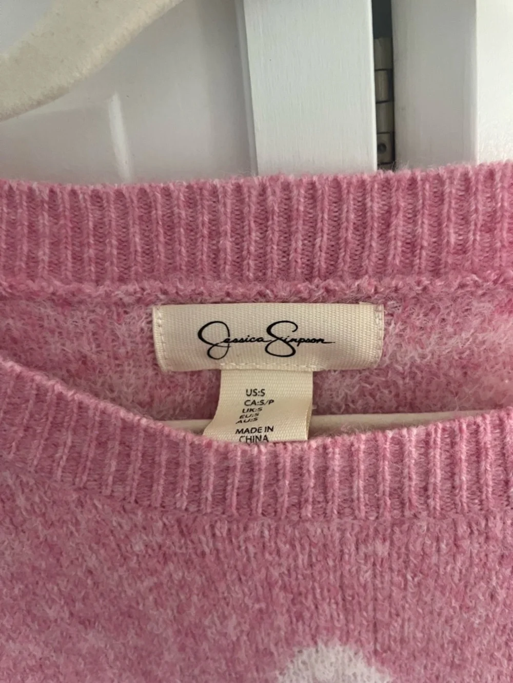 Jessica Simpson Pink and White Bow Crewneck Sweater - Picture 2 of 2